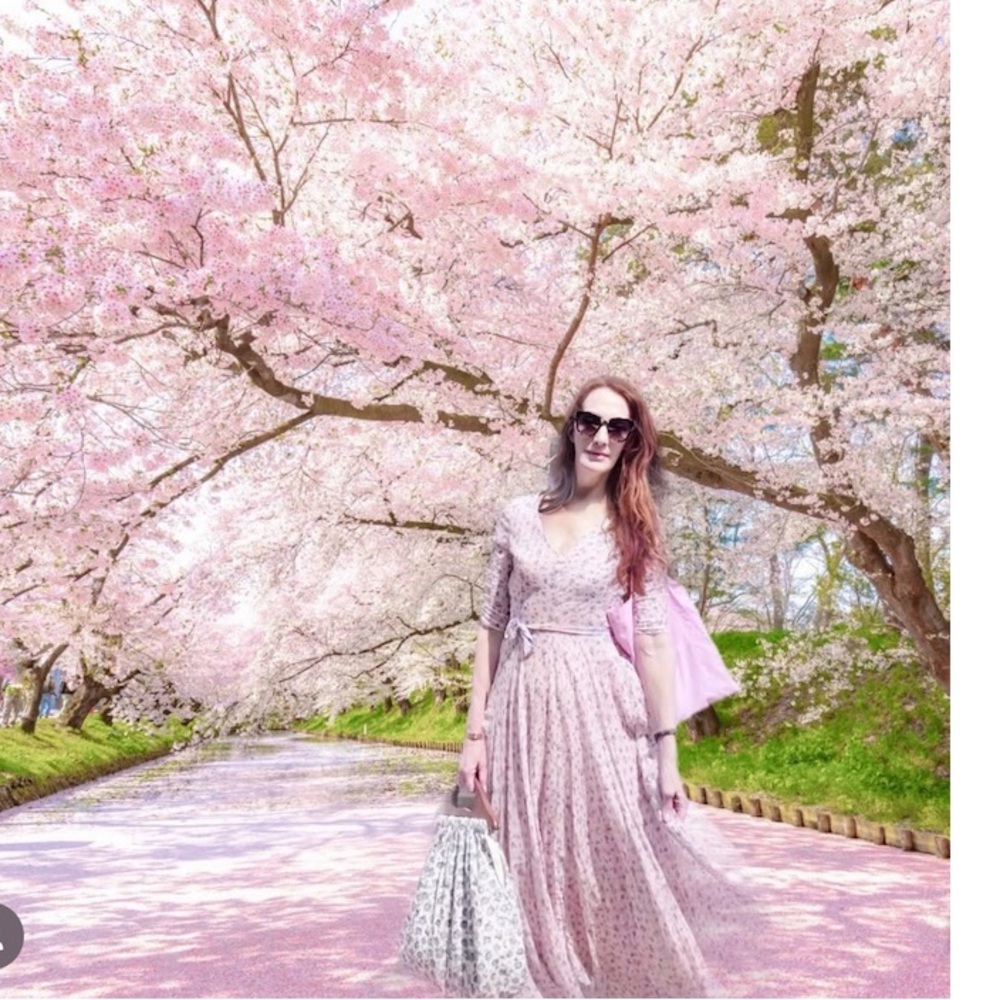 LoveShackFancy Chiffon Maxi Dress - Pink Floral - S